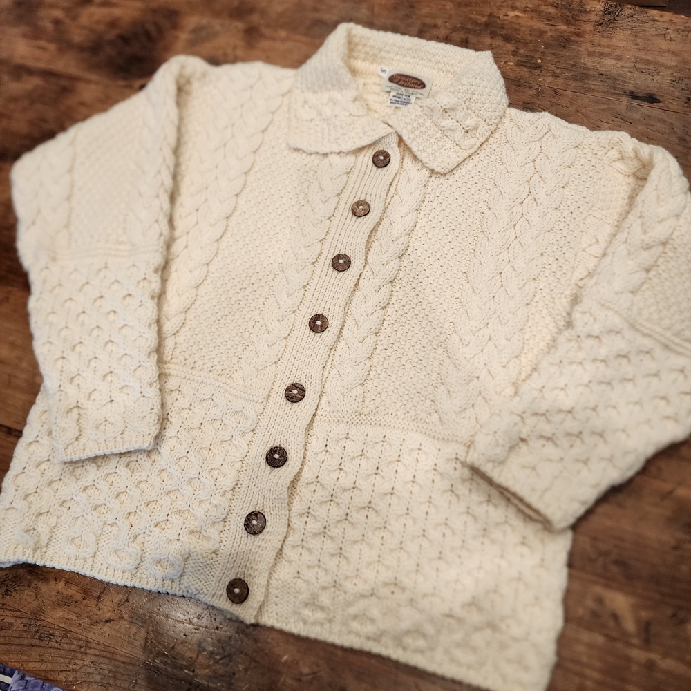 Vintage Irish Fisherman's Sweater Excellent Vintage Condition Button-Up Cardigan - Picture 12 of 16